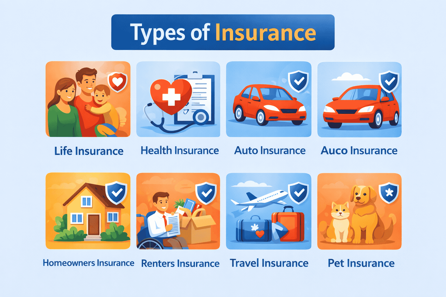 Below are the most common types of insurance individuals use.