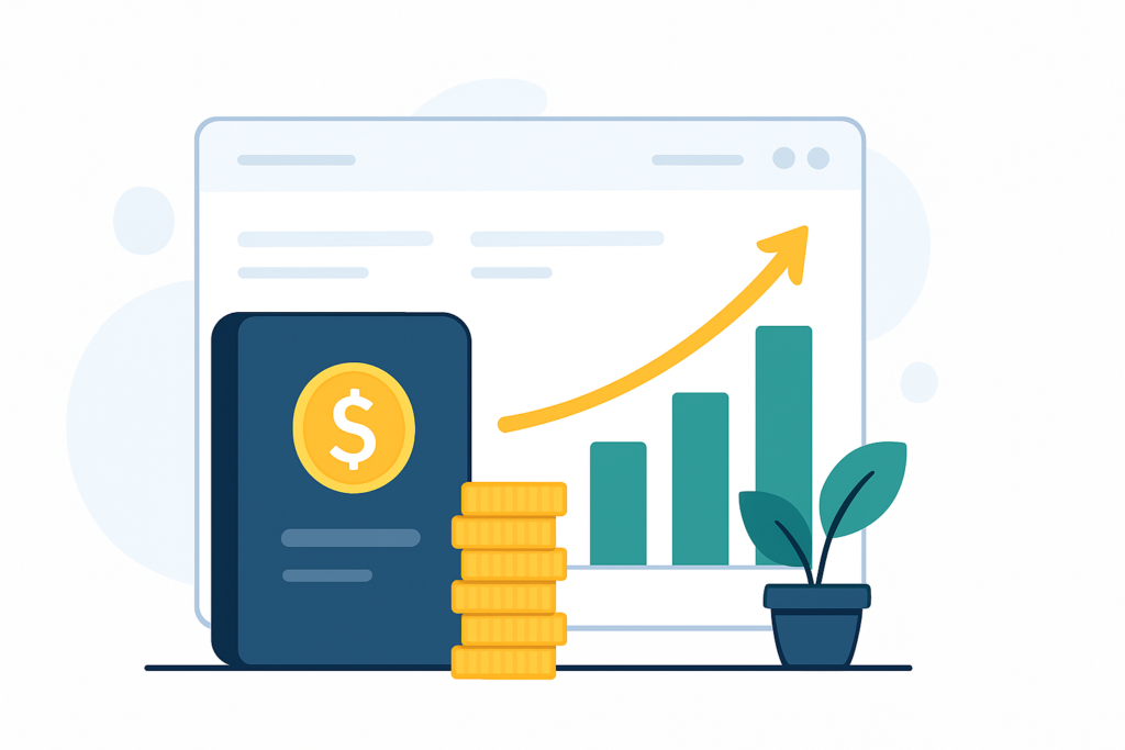 Illustration of high-yield savings account with increasing interest rates.