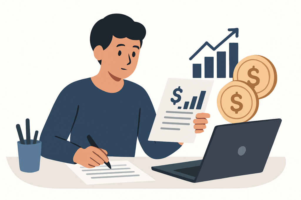 Person reviewing financial documents